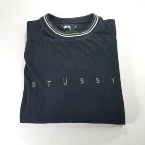 Stussy Shirt Men's Medium Black Spell Out Embroidered Logo  Long Sleeve Skate